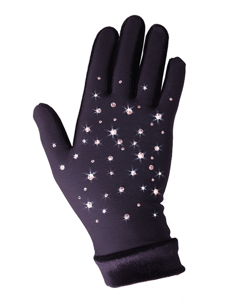 Thermal Figure Skating Gloves with Rhinestones Decoration and Replacement 