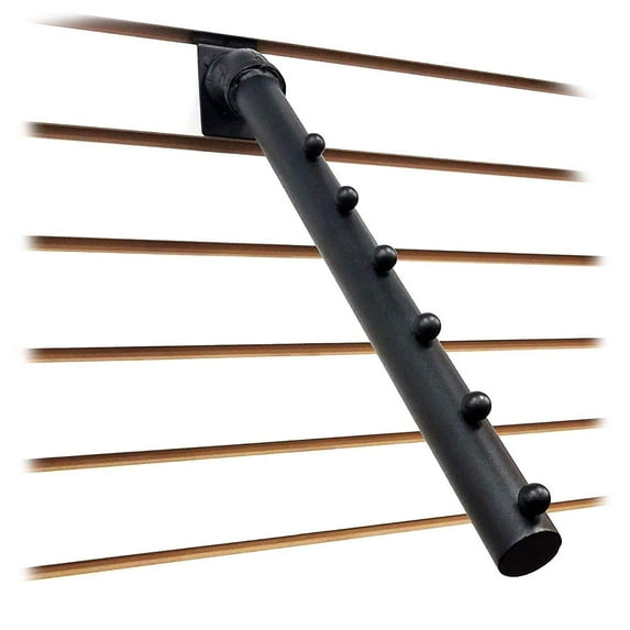 6 Ball Slatwall Pipe Waterfall, 16.5" L Heavy Duty Round Pipe Line Faceout Hook, Black - 10 Pack