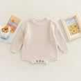 thumbnail image 2 of LNGOOR Newborn Infant Baby Girls Boys Jumpsuit  Knitting Ribbed Surface Round Neck Long Sleeve Solid Color Crotch Button Bodysuit 0-2T, 2 of 7