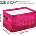 thumbnail image 4 of Valentine's Day Heart Storage Basket with Handles Collapsible Storage Bins Canvas Fabric Storage Organizer for Shelves Closet Bedroom Living Room 2Pack Decor Gifts, 4 of 7