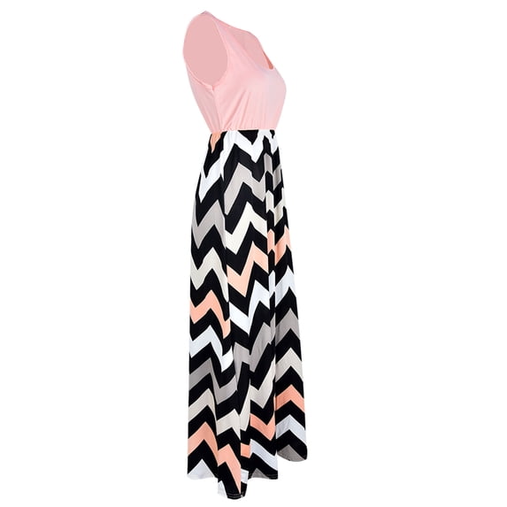 Plus Sizer Women Boho Summer Evening Party Casual Sundress Wave Stripe Oversized Strappy Long Maxi Dress #WAE