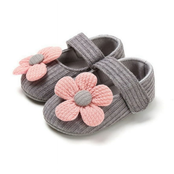 Baby Girl Toddler Cute Crib Shoes Anti-Slip Soft Sole Sneakers Casual Walking Shoes Flower Sneakers Soft Soled First Walkers,Gray,6-12M