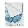 thumbnail image 2 of Rain Soft Flannel Fleece Throw Blanket, Abstract Funk Style Cloud Forms Made with Spiral Lines Twister Cyclone Drawing Print, Cozy Plush for Indoor and Outdoor Use, 60" x 80", Blue, by Ambesonne, 2 of 5
