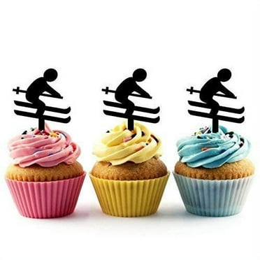 Whimsical Practicality's Skiing Ski Silhouette Acrylic Cupcake Toppers 12 pcs