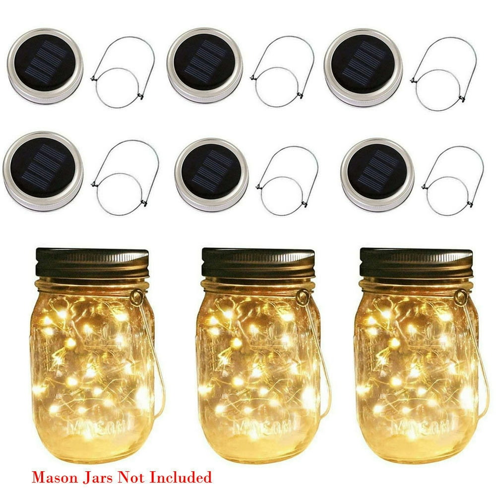 Mason Jar Solar String Lights Lid, Upgraded Antirust Waterproof 6 Pack