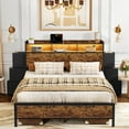 thumbnail image 5 of Marco de Cama GUNAITO con 6 Cajones de Almacenamiento Marron Rustico con Puertos USB y Enchufes, 5 of 5
