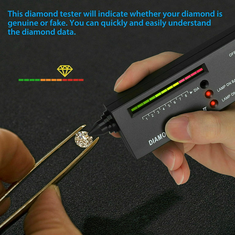 Diamond Selector Tester,Practical Jewelry Tester,Portable Jeweler Diamond  Testing Tool Kit,with 60X Illuminated Loupe 