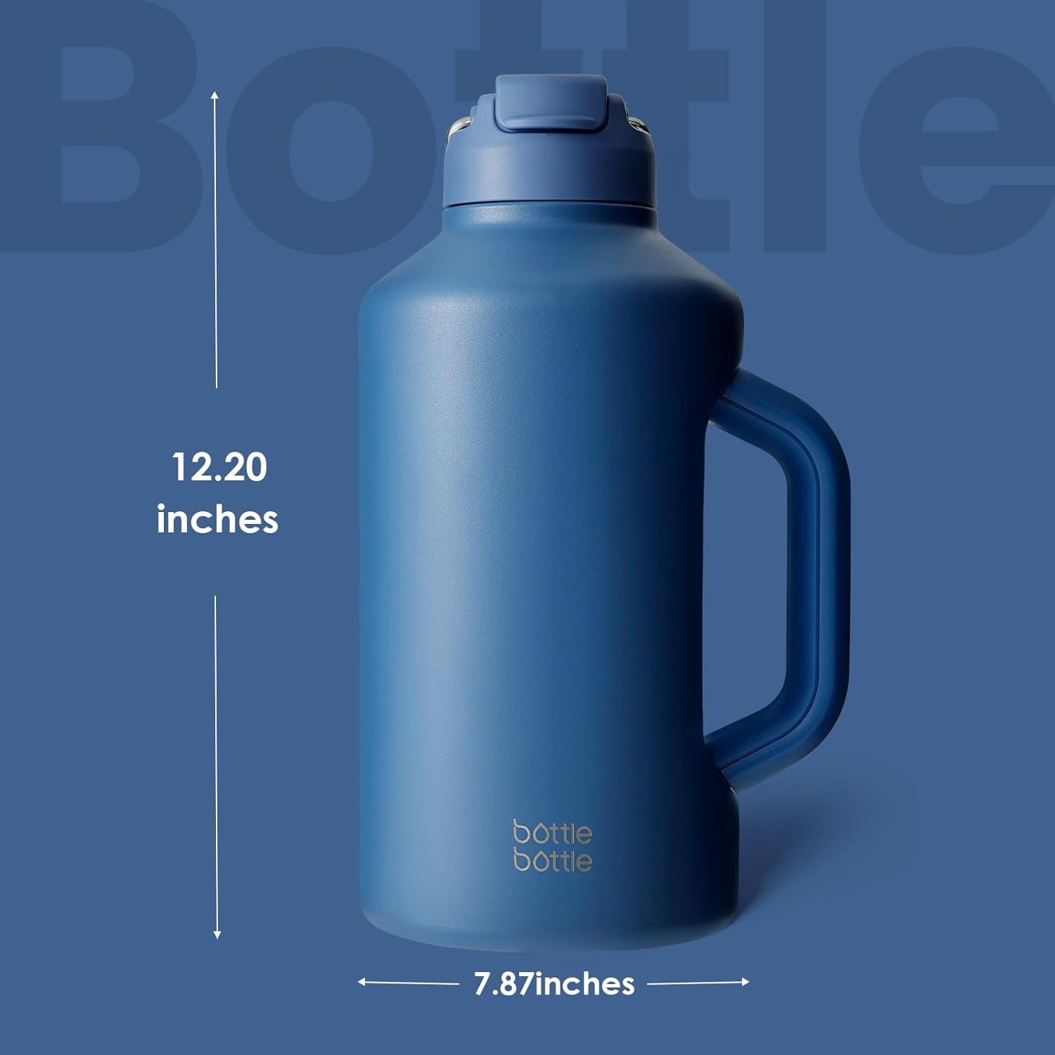 BOTTLE BOTTLE Insulated Water Bottle 64 oz with Straw handle and Dual-use Lid Half Gallon Jug Stainless Steel Water Bottle for Sports Blue