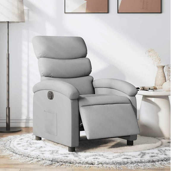 vidaXL Electric Recliner Chair Light grey Polyester, metal, wood Medium