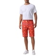 thumbnail image 2 of INSPIRE CHIC Graphic Printed Shorts for Mens Summer Retro Flat Front Boho Floral Shorts 28 Red, 2 of 5