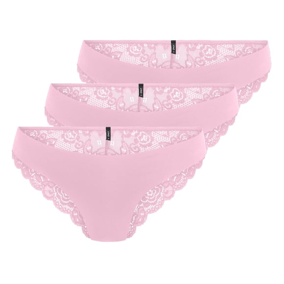ONLY Braguitas brasileñas para mujer, paquete de 3 - ONLCHLOE LACE BRAZIL, encaje Rosa
M (Medium)