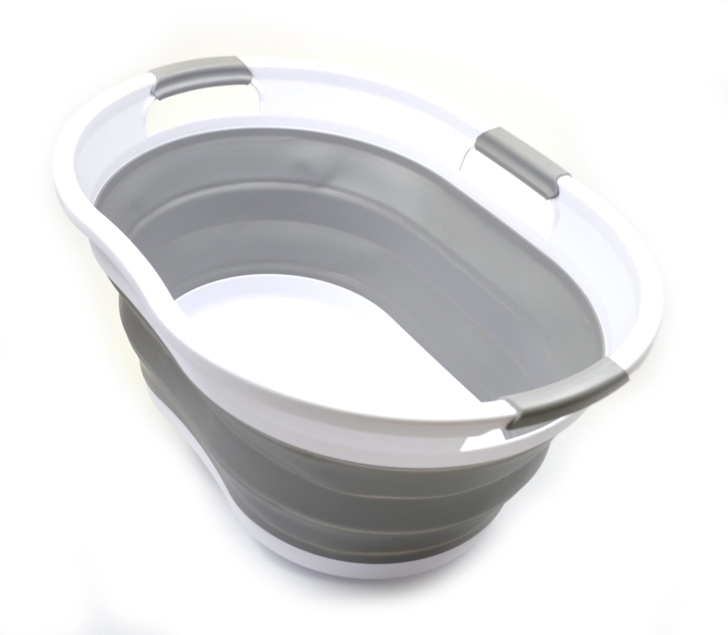 Sammart Collapsible Oval Laundry Basket Foldable Storage Container Organizer Portable Washing Bin Space Saving Hamper Car Trunk Box
