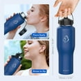 thumbnail image 5 of Buzio 32oz Large Insulated Stainless Steel Water Bottle with Straw Lid and Flex Cap Fit in All Car Cup Holder, Blue, 5 of 9