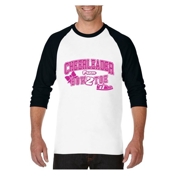 Mens Raglan Sleeve Baseball T-Shirts - Cheerleader Bow 2 Toe