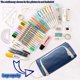 thumbnail image 4 of Estuche para lápices duradero de gran capacidad, estuche para lápices con compartimentos multifuncionales, estuche para bolígrafos para estudiantes, papelería para niñas (azul oscuro), 4 of 5