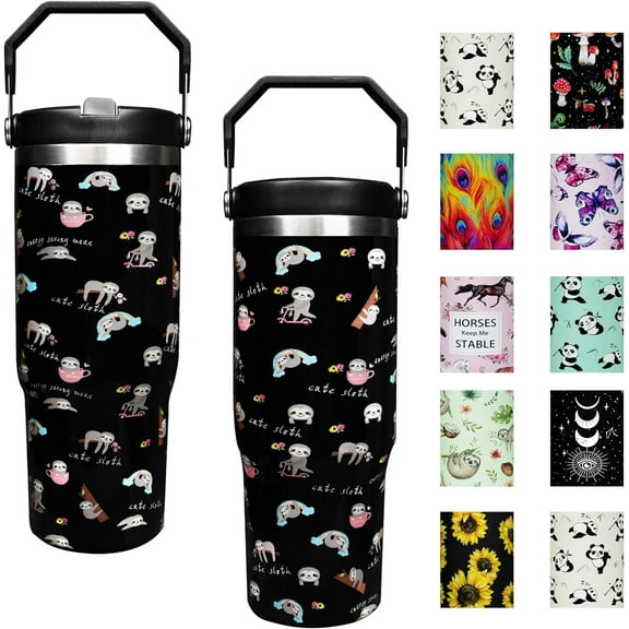 30 oz Flip Straw Tumbler with Top Handle Resuable Vacuum Insulated Flip Top Water bottle for Home Office Car Dishwasher Safe