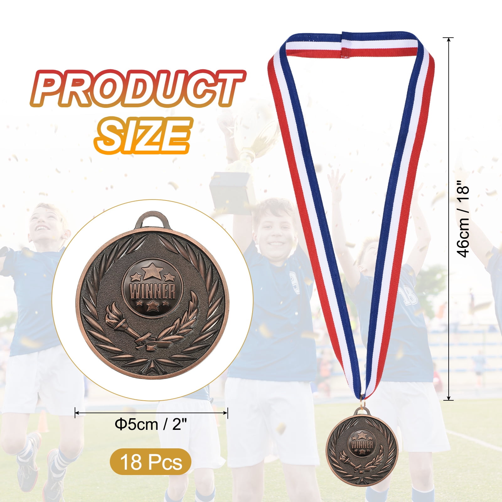 Uxcell Award Medals, Metal Winner Medals with Neck Ribbon for Sports Competition Party Favor Bronze