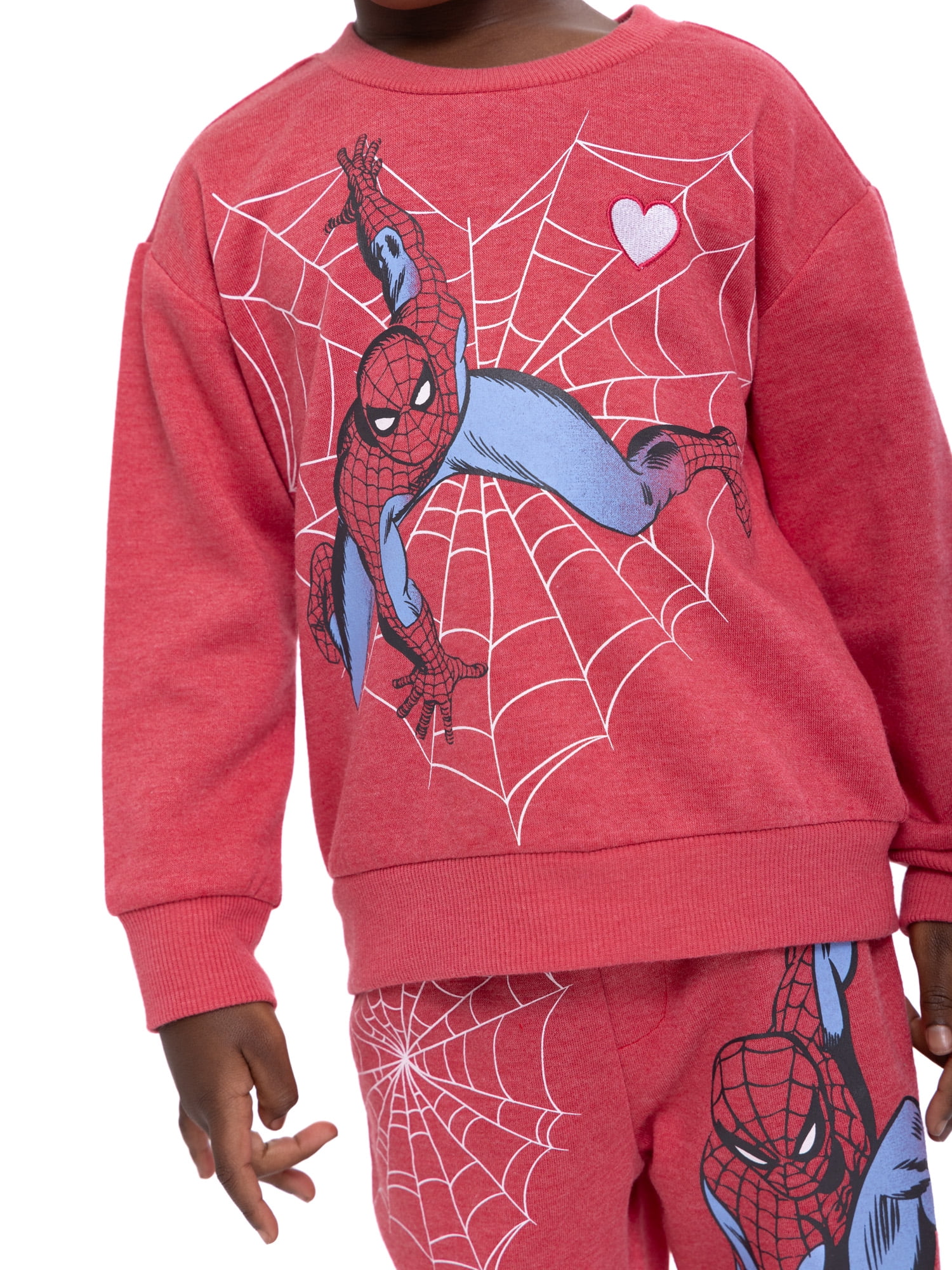 Toddler Boy Spiderman Valentine?s Day Crewneck Sweatshirt and Joggers Set, 2-Piece Set, Sizes 12M-5T