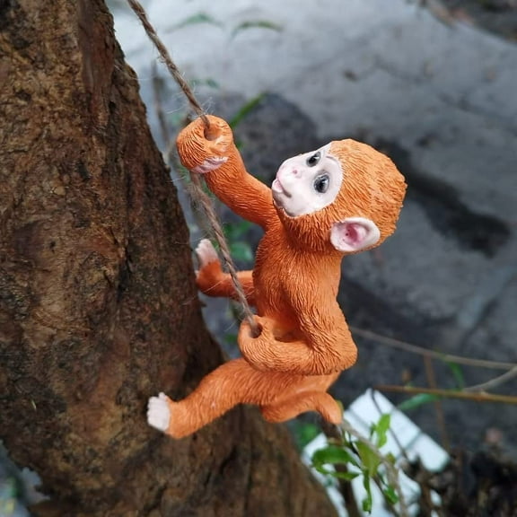 Resin Monkey Statue - Tree Climber Design, Perfect for Garden, Patio & Lawn Decor, Great Outdoor Ornament