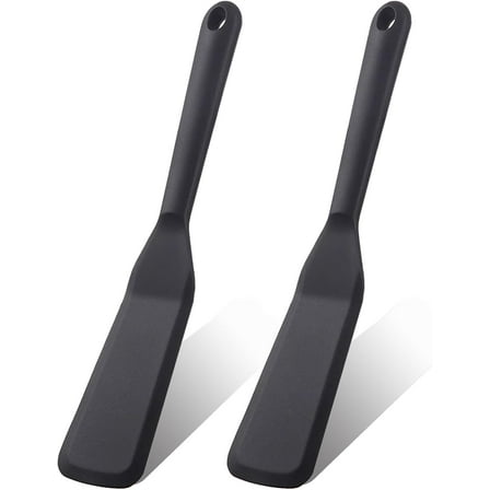 【2 Pack】Plastic Spatula for Nonstick Cookware，Thin Spatulas Silicone Heat Resistant，Pancake Spatula，Small Spatulas for Kitchen Use, Cooking, Flipping，Omelets, Egg, Brownie，Crepe