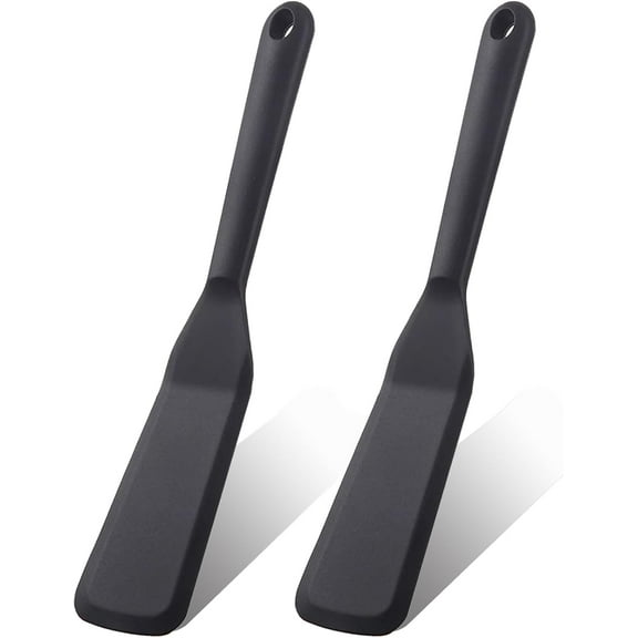 【2 Pack】Plastic Spatula for Nonstick Cookware，Thin Spatulas Silicone Heat Resistant，Pancake Spatula，Small Spatulas for Kitchen Use, Cooking, Flipping，Omelets, Egg, Brownie，Crepe