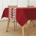 thumbnail image 4 of Nanqianyi Christmas Dark Red Rectangular Tablecloth 60 x 84 inch, White Reindeer Pattern Printed for Holiday Family Gatherings Dinner, 4 of 6