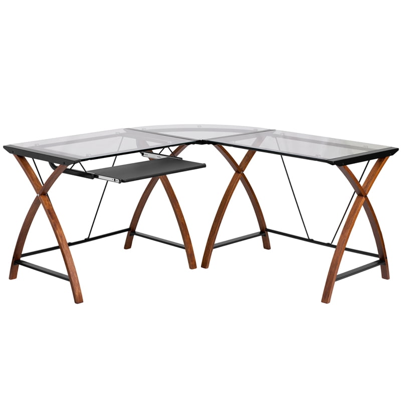 Flash Furniture Glass L Shape Desk With Pull Out Keyboard Tray Nan Jn 2824sl Combo Gg Com Flash Furniture Glass L Shape Desk With, Flash Furniture L Shaped Computer Desk With Pullout Keyboard Tray