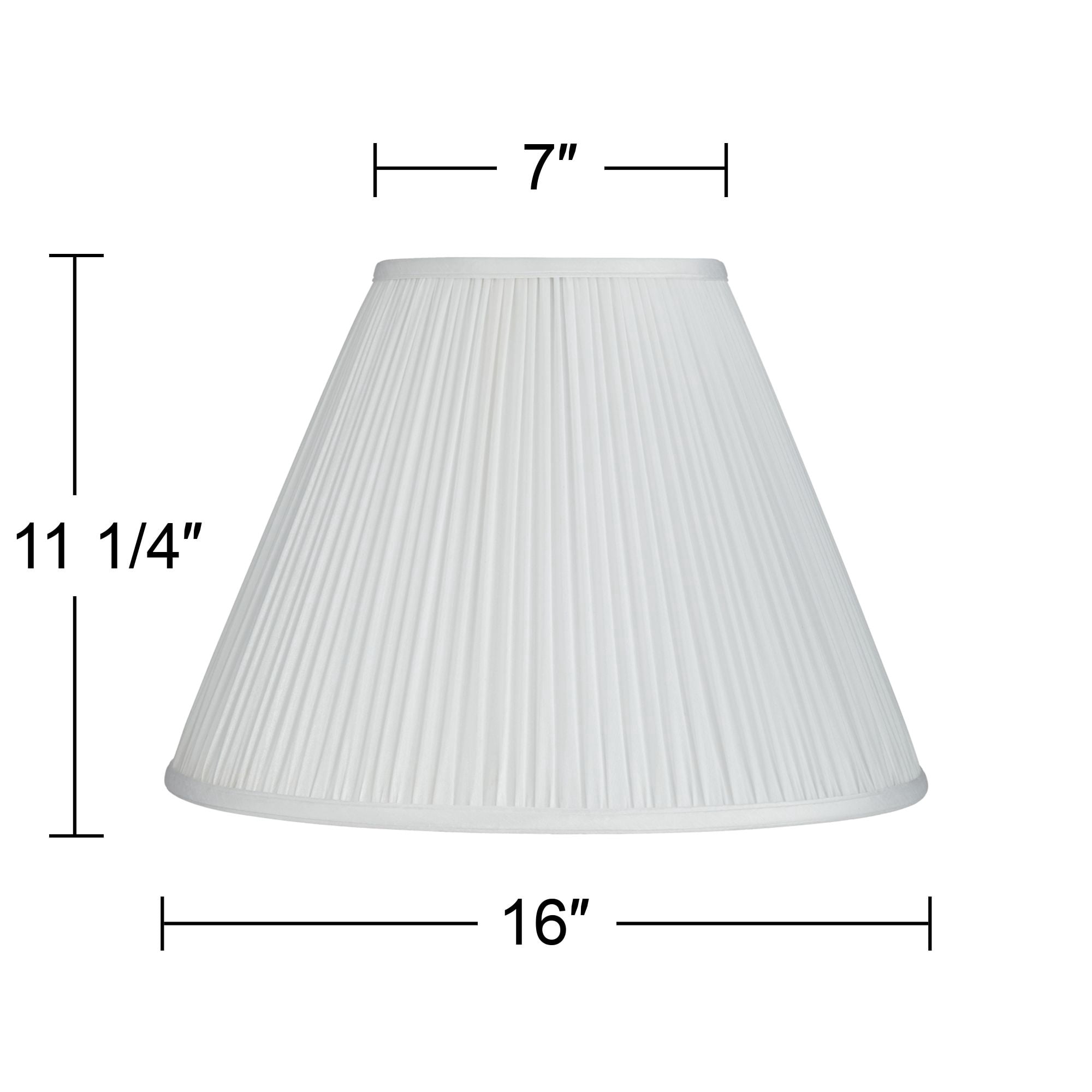 Springcrest Set of 2 Pleated Empire Lamp Shades White Medium 7" Top x 16" Bottom x 11.25" High Spider with Harp and Finial Fitting
