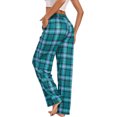 thumbnail image 3 of qolati Women's Plaid Pajama Pants Stretch Sleepwear Bottoms Baggy Cotton Drawstring Lounge Trousers Mint Green M, 3 of 7
