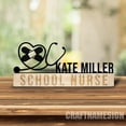 thumbnail image 2 of Craftnamesign Custom Wooden School Nurse Desk Name Plate, Nurse Stethoscope Metal Nameplate, 2 of 5