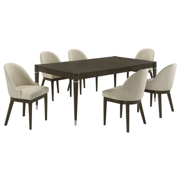Reseda 7-piece Rectangular Dining Set Beige and Ash Brown