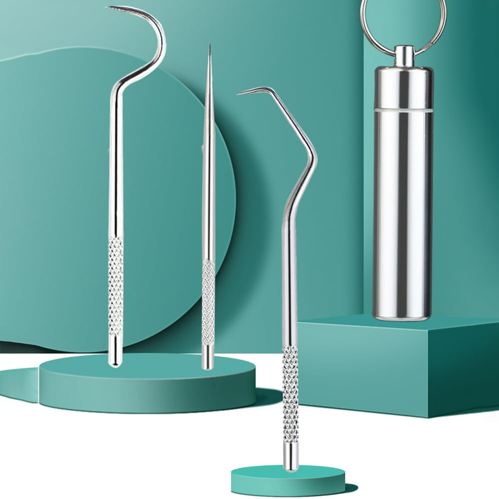 SPRING PARK 4Pcs/Set Portable Stainless Steel Toothpicks Pocket Set In