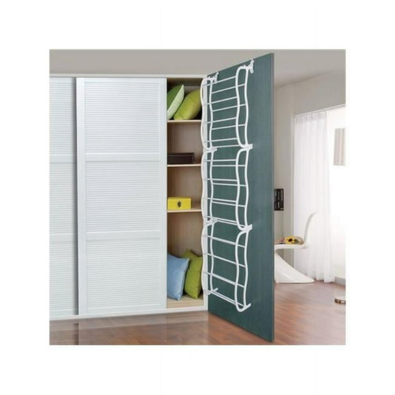 Over-The-Door Shoe Rack 12 Layers Wall Hanging Closet Shoe Organizer Storage Stand, White - 36 Pair - Unisex