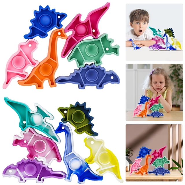 6pcs Dinosaur Stacking Toys Silicone Dinosaur Balance Blocks BPA-free Early Educational Stacking Animal Toys Interactive Animal Stacker Set for Kids Ages 3+