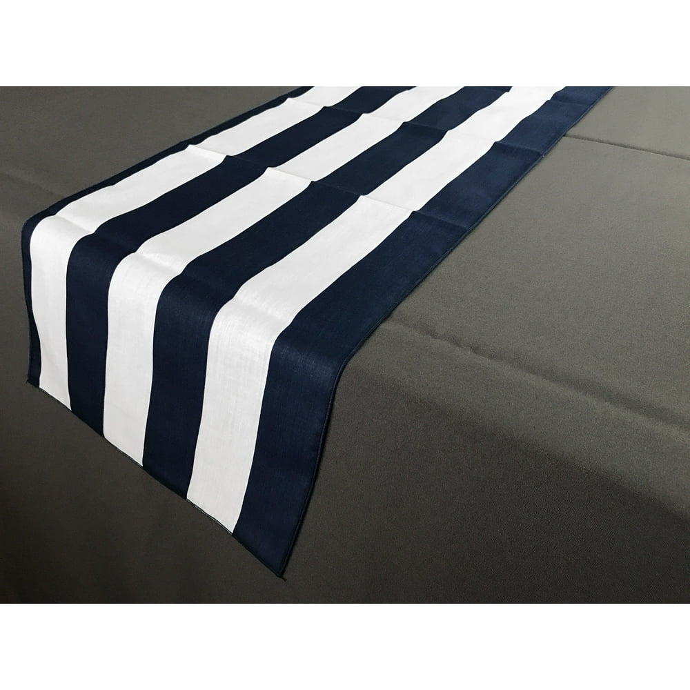 Satin Stripe Table Runner 2 Inch Navy and White
