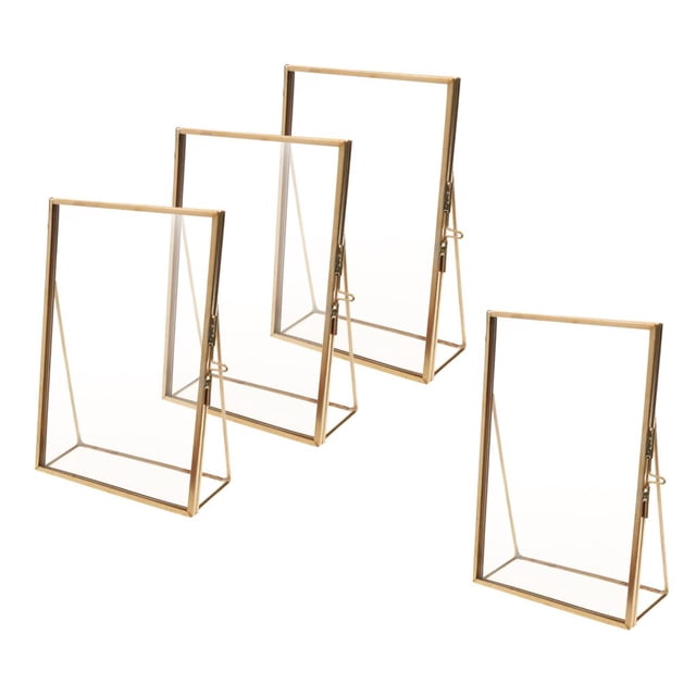 Marco de fotos de vidrio para colgar en la Pared Yuyangstore 4PCS Metal Oro