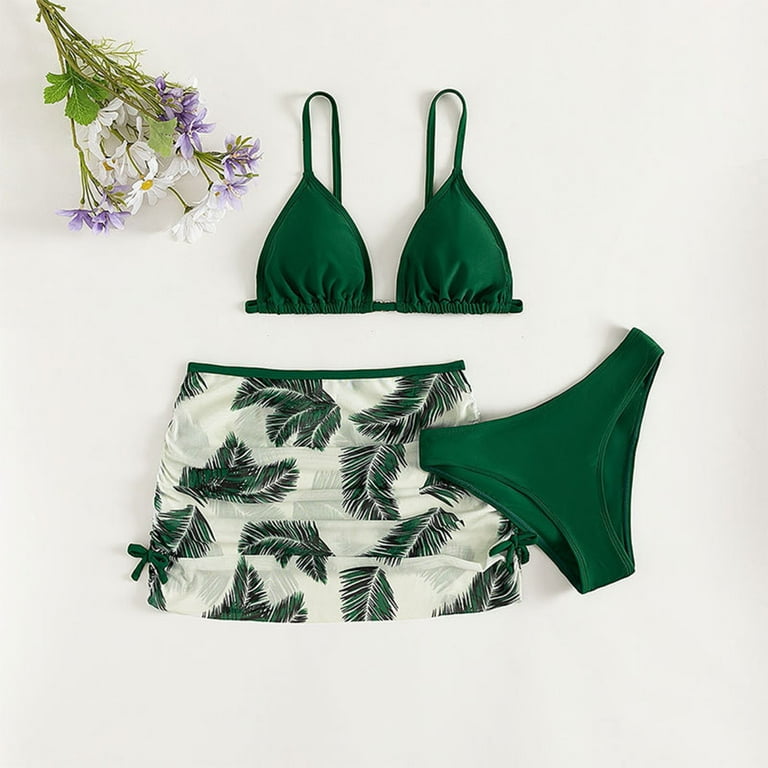 White bathing suit hotsell with green leaves