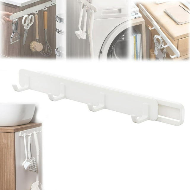 Adjustable Hooks for Kitchen Organization No Drill Pull Out Hangers Versatile Cabinet Side Mount Traceless Hooks for Space Saving Solutions