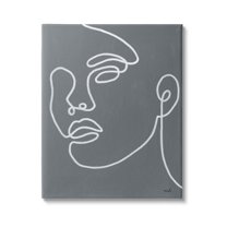 Stupell Industries Grey Minimal Doodle Face Girl Graphic Art Gallery Wrapped Canvas Print Wall Art, Design by Moira Hershey