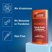 Mando Deodorant Stick for Men, Smooth Solid, Aluminum Free, Bourbon Leather Scent, 2.6 oz
