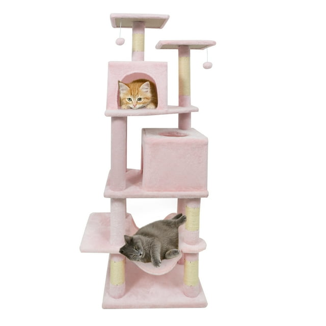 Gymax 57'' Cat Tree for Indoor Cats w/Dual Condos Hammock Sisal Scratching Posts