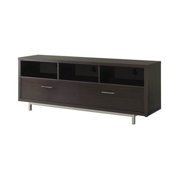 Benzara BM156198 23.5 x 60 x 15.5 in. Fabulously Designed TV Console with Chrome Legs, Brown