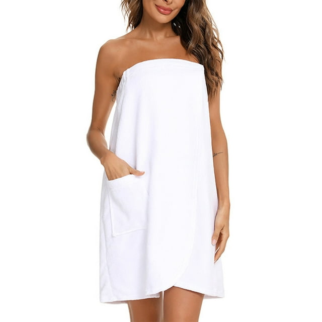 Kmbangi Women's Towel Wrap Bathrobe Soft Adjustable Spa Robe with Hair Shower Cap for Gym and Shower
