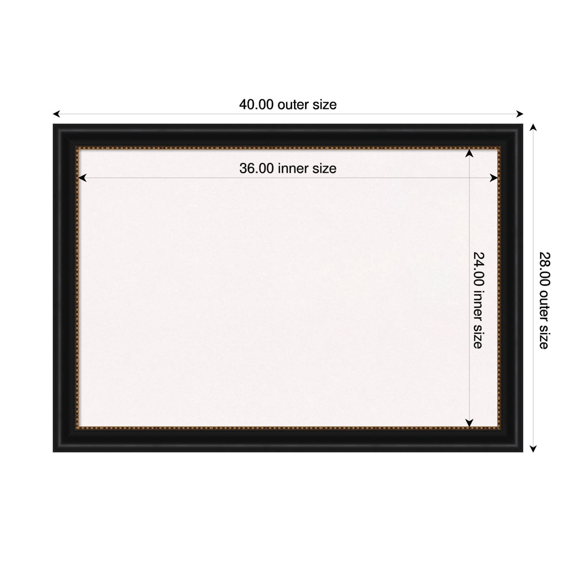 Amanti Art White Cork Board Framed Manhattan Black Bulletin Board 40 in. x 28 in.