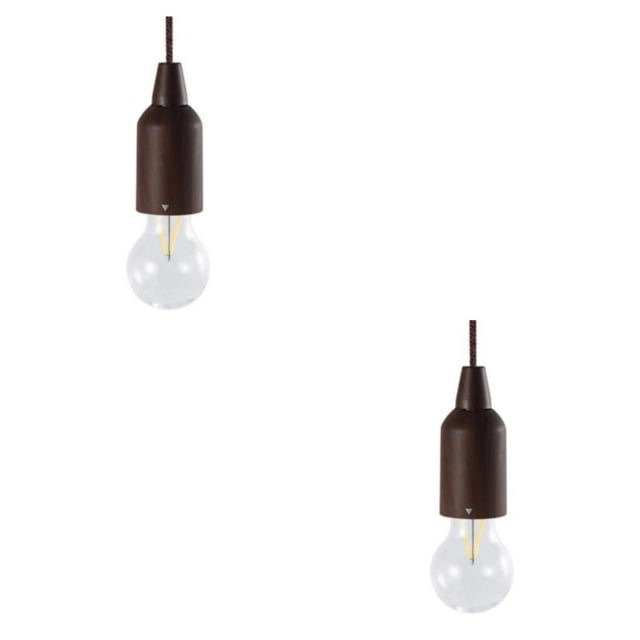 QualitChoice Pull Cord Light Hanging Bulb Tent Operated Lamp Camping Battery black 5.5x16.5mm 2Set