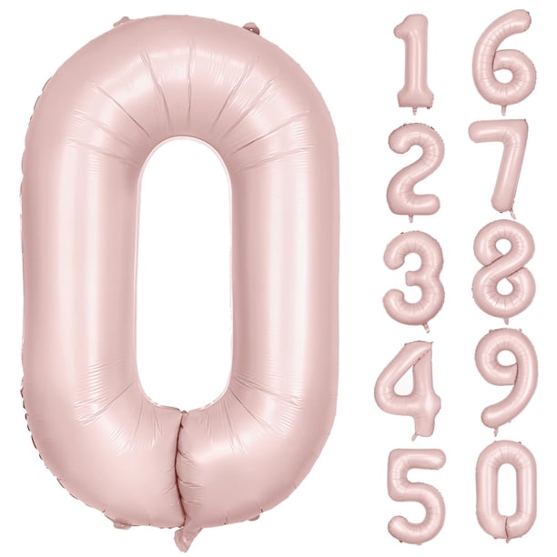 Globo número 0 rosa mate de 40" Yeodong para fiesta