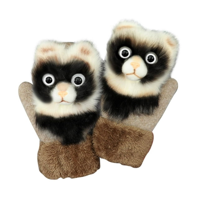 Mujeres Invierno Guantes Novedad Animal Usando Algodón para Snowboard Esquí Hombres Niñas Papá Paccoon camello Zulema Guantes de invierno para mujer