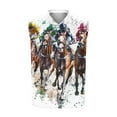 thumbnail image 3 of Mens Horse Race Print Turndown Collar Tank Top Casual Fashion Sleeveless Shirts Summer Button Cooling Clothes, 3 of 4