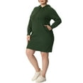 thumbnail image 4 of Agnes Orinda Women's Plus Size Rib Knit Pullover Sweater Long Sleeve Hooded Bodycon Dress Army 3X Army Green, 4 of 7