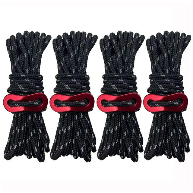 ziyahi 4X Corde de Tente Randonnée Fil Fournitures de Camping Structure Solide Équipement d'Escalade Multifonctionnel Corde de Tente Extérieure Noir 1Ensemble